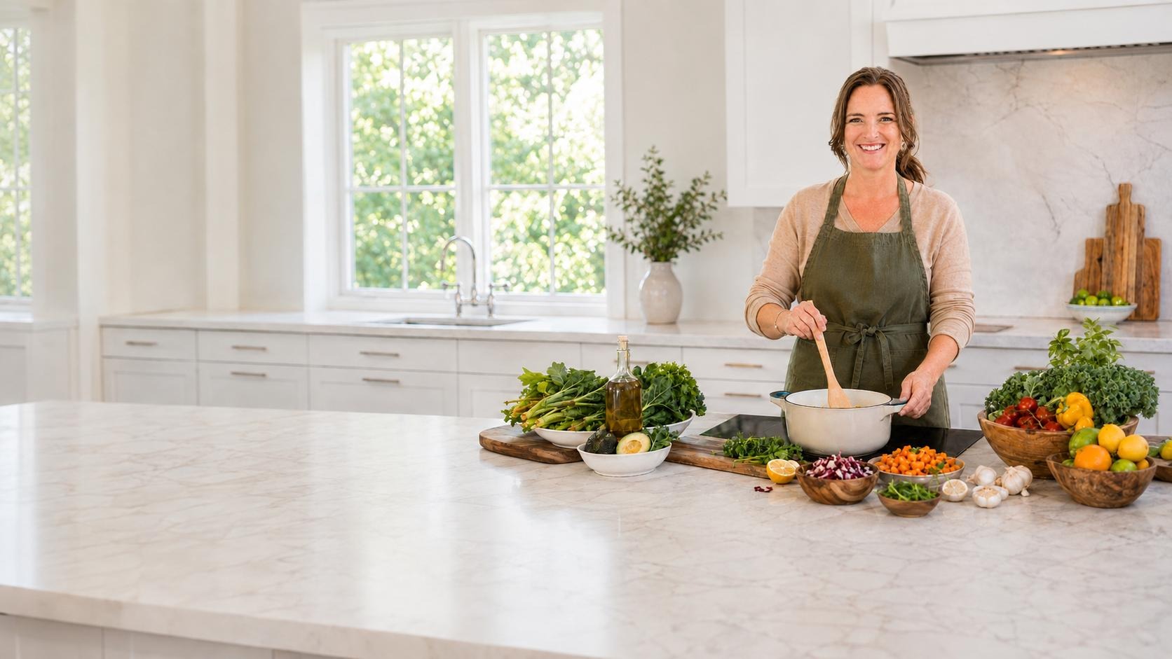 Chef Camille preparing a nourishing meal in her kitchen